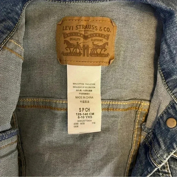 Levis Jacket Denim Kids Small Blue Youth 8-10   Trucker Jacket Classic Jeans EUC - Picture 4 of 6